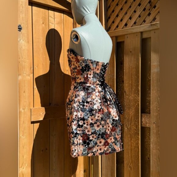 🆕 BRONX & BANCO 🧿 NWOT Maraya Floral Sequin Mini Dress, Pink Multi, Sz XS US 2 - Picture 10 of 17